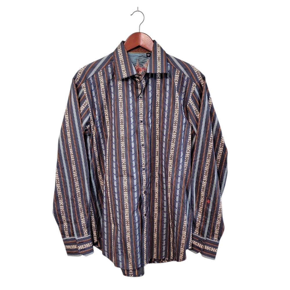 Robert Graham Mens Designer Embroidered‎ Wester Button Front Shirt Size Medium
